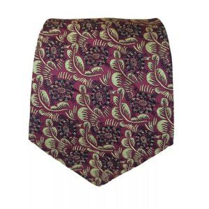 BIANCHINI FERIER By Raoul Dufy Burgundy Leaf Silk Tie FRANCE 57"/ 4" EC